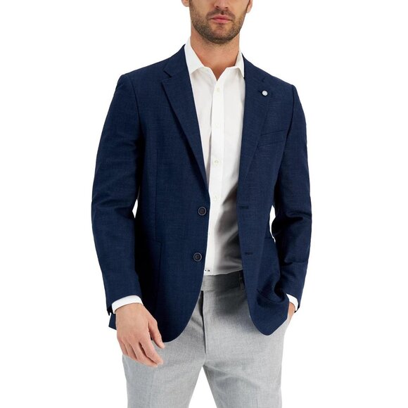 Nautica Men's Modern Fit Sport Coat Blazer 44 R Navy Blue Solid Stretch NWT - Picture 2 of 4